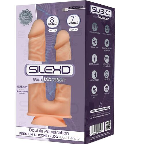 SILEXD - MODELO 1 PENE REALISTICO DOBLE PENETRACION VIBRADOR SILICONA PREMIUM SILEXPAN 17.5 / 19.5 CM