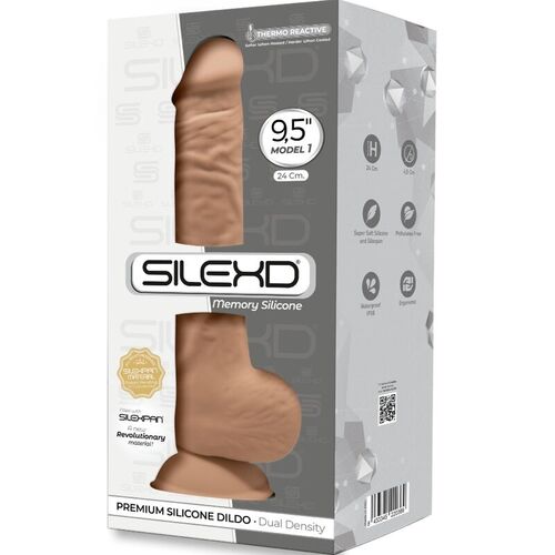 SILEXD - MODELO 1 PENE REALISTICO SILICONA PREMIUM SILEXPAN CARAMELO 24 CM