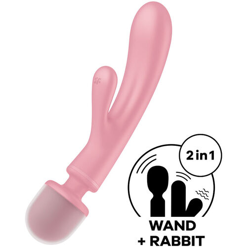 SATISFYER - TRIPLE LOVER MASAJEADOR VIBRADOR RABBIT ROSA