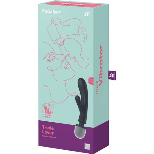 SATISFYER - TRIPLE LOVER MASAJEADOR VIBRADOR RABBIT GRIS