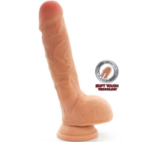 GET REAL - DUAL DENSITY DILDO 18 CM CON TESTICULOS NATURAL