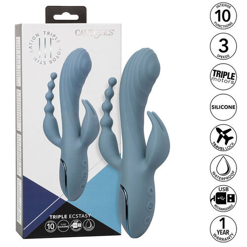 CALEXOTICS - VIBRADOR TRIPLE ÉXTASIS GRIS