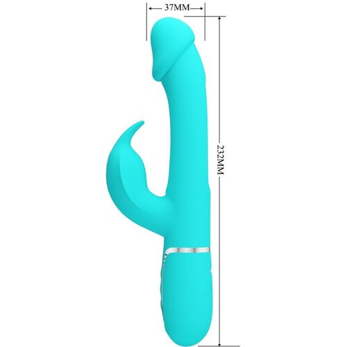 PRETTY LOVE - KAMPAS VIBRADOR RABBIT 3 EN 1 MULTIFUNCIÓN CON LENGUA VERDE AGUA