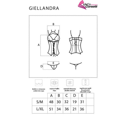 LIVCO CORSETTI FASHION - GIELLANDRA FOR THE SENSES COLLECTION CORSET + PANTY NEGRO L/XL