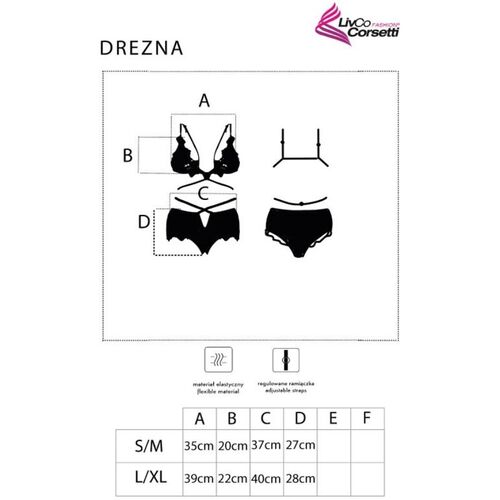 LIVCO CORSETTI FASHION - DREZNA LC 90733 SUJETADOR + PANTY NEGRO L/XL