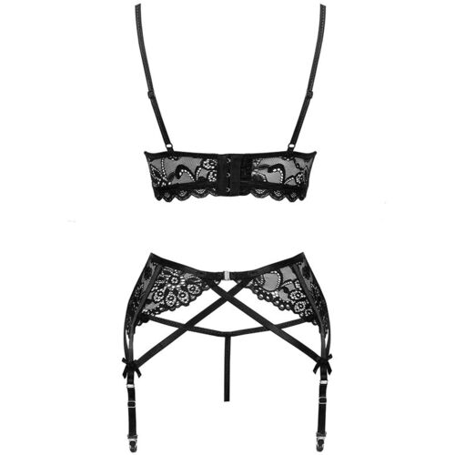 LIVCO CORSETTI FASHION - MORIDAM LC 90552 SUJETADOR + LIGUERO + PANTY NEGRO L/XL