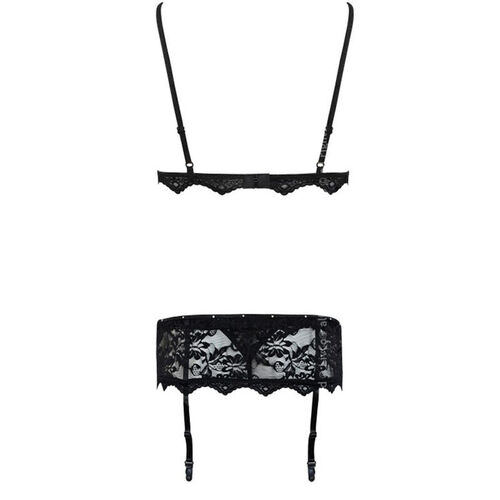 LIVCO CORSETTI FASHION - BELITA LC 90231 SUJETADOR + PANTY + LIGUERO NEGRO L/XL