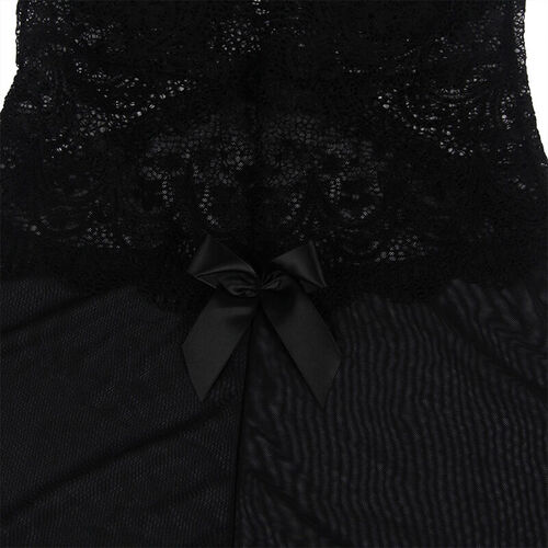 SUBBLIME - BABYDOLL TELA DE TUL DETALLE ENCAJE Y FLOR NEGRO L/XL