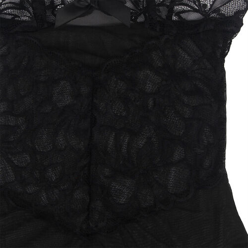 SUBBLIME - BABYDOLL CON TIRANTES AJUSTABLES Y ESTAMPADO FLORAL DE ENCAJE TRANSPARENTE NEGRO L/XL