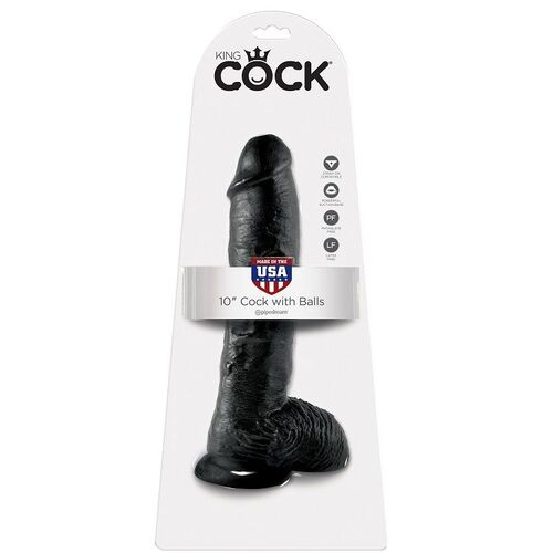 KING COCK - 10 PENE REALISTICO NEGRO 26.5 CM