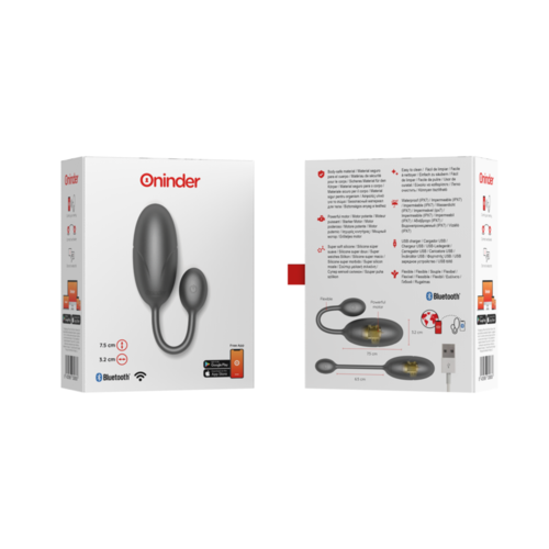 ONINDER - TOKYO HUEVO VIBRADOR NEGRO 7.5 X 3.2 CM - APP GRATUITA