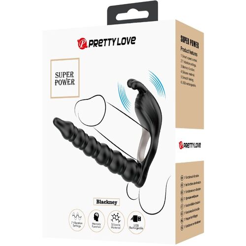 PRETTY LOVE - BLACKNEY ANILLO PENE CON PLUG VIBRADOR NEGRO