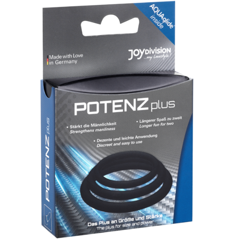 POTENZPLUS KIT DE 3 ANILLOS PARA EL PENE (S, M, L) NEGRO