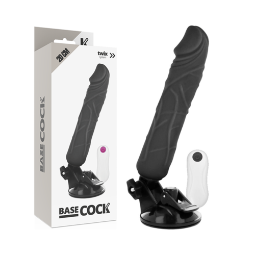 BASECOCK - VIBRADOR REALISTICO CONTROL REMOTO NEGRO 20 CM -O- 4 CM