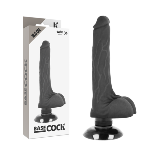 BASECOCK - VIBRADOR REALISTICO 2-1 NEGRO 18.5 CM -O- 4 CM