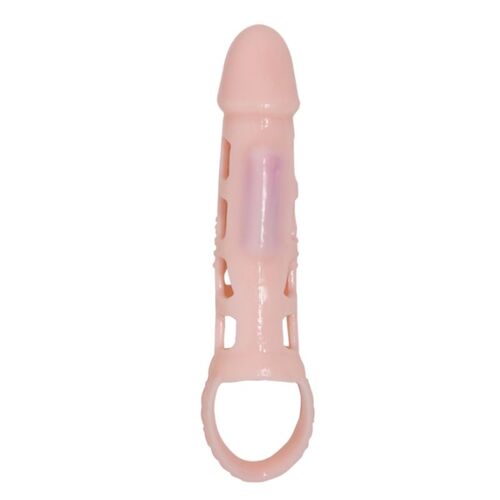 BAILE FUNDA EXTENSORA PENE CON VIBRACION Y STRAP NATURAL 13.5 CM