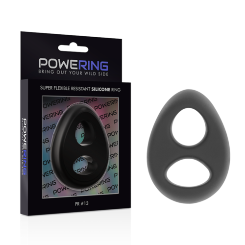 POWERING - SUPER FLEXIBLE Y RESISTENTE ANILLO PENE Y TESTICULOS  PR13  NEGRO