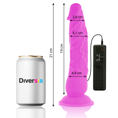 DIVERSIA - DILDO FLEXIBLE CON VIBRACION LILA 21 CM -O- 4.9 CM