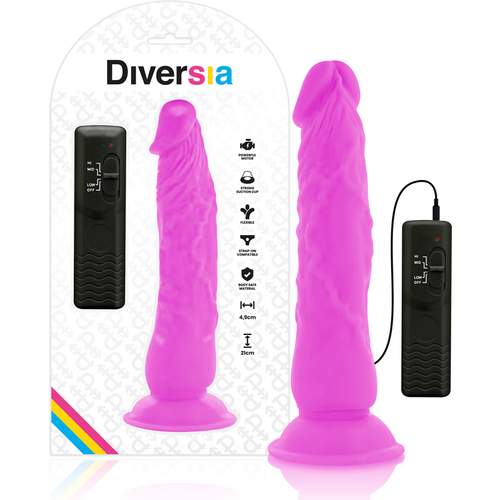 DIVERSIA - DILDO FLEXIBLE CON VIBRACION 21 CM - LILA