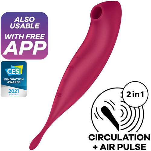 SATISFYER TWIRLING PRO+ ESTIMULADOR Y VIBRADOR - ROJO