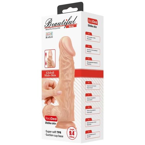 BAILE - BEAUTIFUL ENCOUNTER BURAQ DILDO REALISTICO FLEXIBLE 24 CM NATURAL