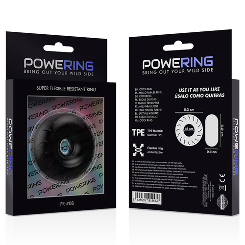 POWERING SUPER FLEXIBLE Y RESISTENTE ANILLO PENE  5CM PR08 NEGRO