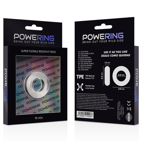 POWERING - SUPER FLEXIBLE Y RESISTENTE ANILLO PENE  3.8CM PR04 CLEAR