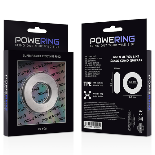 POWERING - SUPER FLEXIBLE Y RESISTENTE ANILLO PENE  5.5CM PR06 CLEAR