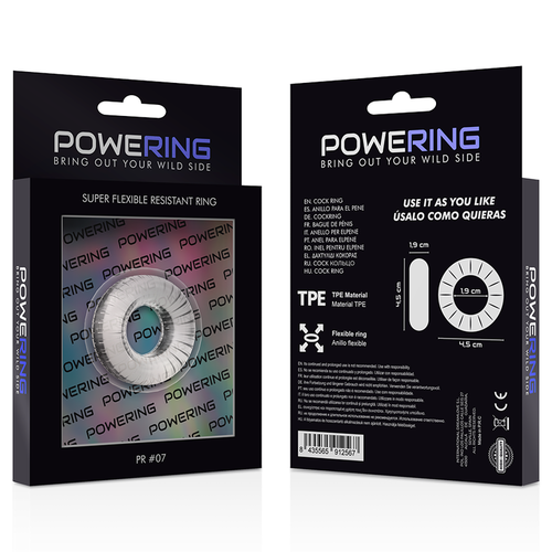 POWERING- SUPER FLEXIBLE Y RESISTENTE ANILLO PENE  4.5CM PR07 CLEAR