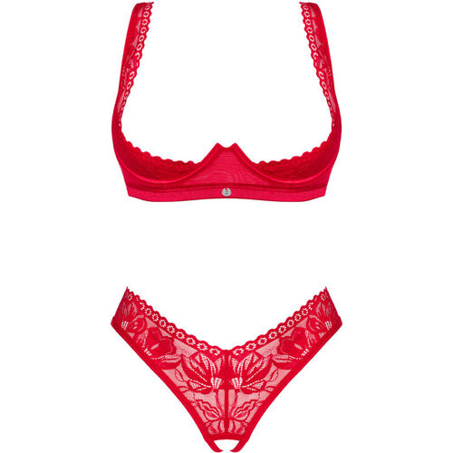 OBSESSIVE - LACELOVE SET DOS PIEZAS CUPLESS ROJO XS/S