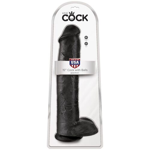 KING COCK - PENE REALISTICO CON TESTICULOS 34.2 CM NEGRO