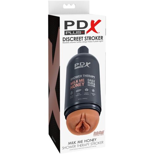 PDX PLUS - MASTURBADOR STROKER DISEÑO DISCRETO DE BOTE CHAMPU MILK ME HONEY CARAMELO